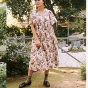 THE GREAT Floral Midi Dress